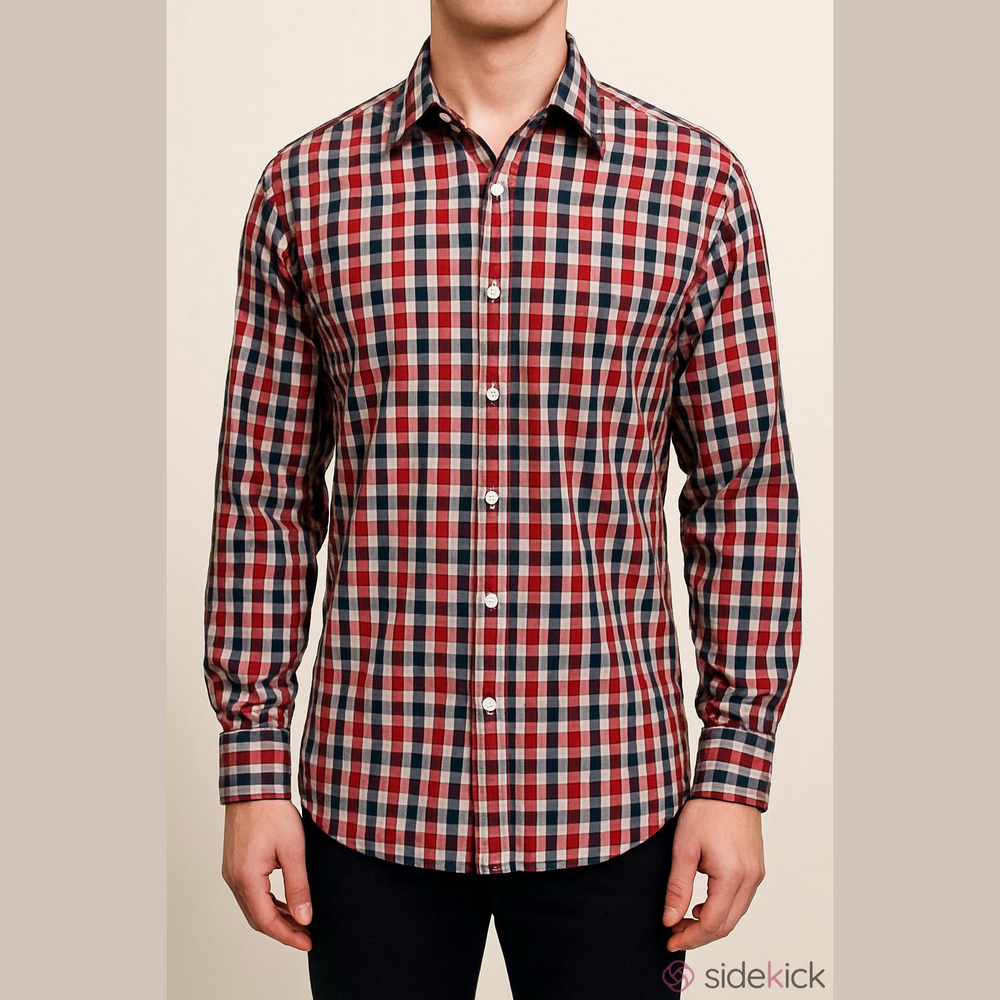 CHAPS Red Plaid Wrinkle and Stain Free Button Down